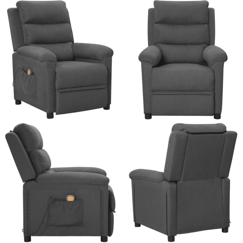 Massagesessel Dunkelgrau Stoff - Massage Stuhl - Relaxsessel - Massagesessel - Fernsehsessel - Ergonomischer Sessel - Home & Living