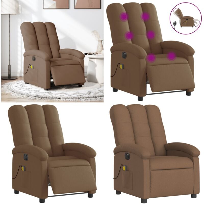 Massagesessel Elektrisch Braun Stoff - Massage Stuhl - Elektrischer Massagesessel - Entspannungsstuhl - Fernsehsessel - Relaxsessel - Home & Living