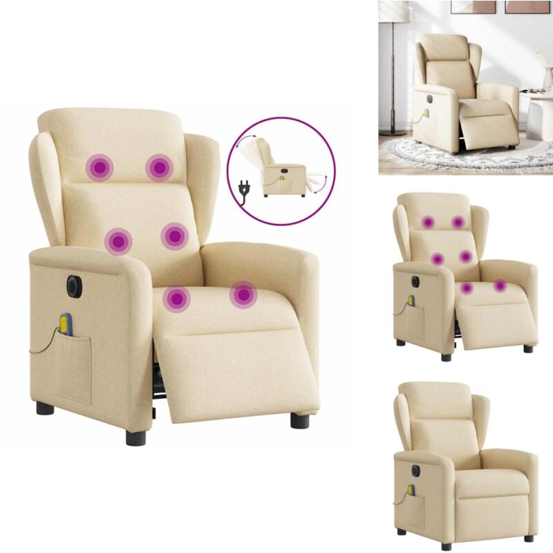 Massagesessel Elektrisch Creme Stoff - Elektrischer Massagesessel - Elektrische Massagesessel - Massagestuhl - Massagesessel