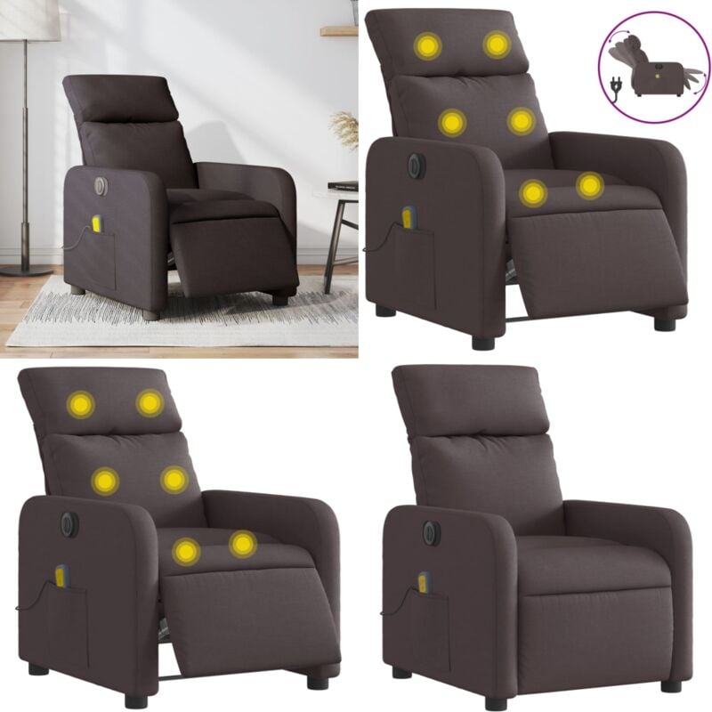 Massagesessel Elektrisch Dunkelbraun Stoff - Relaxsessel - Massagesessel - Elektrisches Sofa - Fernsehsessel - Lounge Chair - Home & Living