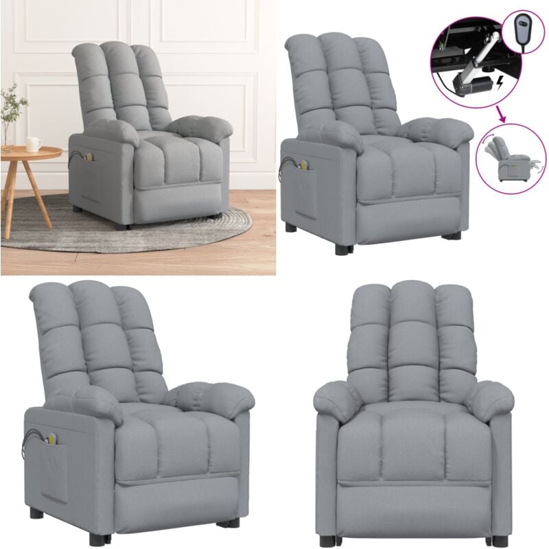 Massagesessel Elektrisch Hellgrau Stoff - Elektrischer Massagesessel - Relaxsessel - Bezienswaardig - Komfortabel - Ergonomisch - Home & Living