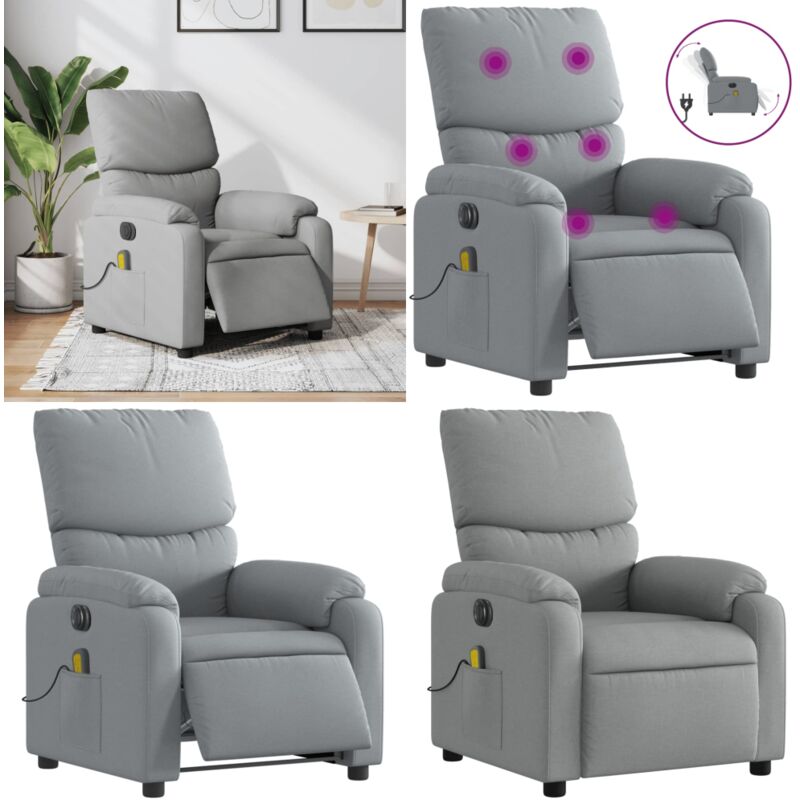 Massagesessel Elektrisch Hellgrau Stoff - Relaxsessel - Massagesessel - Elektrisches Liegesystem - Massagefunktionen - Fernsehsessel - Home & Living