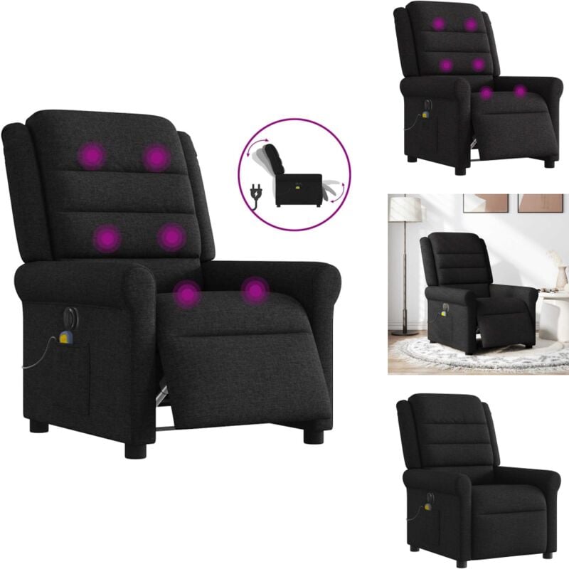 Massagesessel Elektrisch Schwarz Stoff - Elektrischer Massagesessel - Elektrische Massagesessel - Massagestuhl - Massagesessel