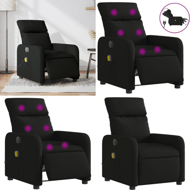 Massagesessel Elektrisch Schwarz Stoff - Massage Stuhl - Elektrischer Massagesessel - Relaxsessel - Fernsehsessel - Bequeme Lounge - Home & Living