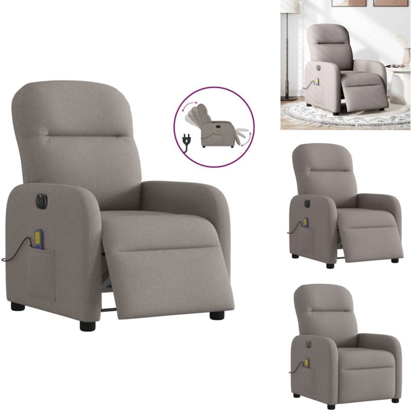 Massagesessel Elektrisch Taupe Stoff - Elektrischer Massagesessel - Elektrische Massagesessel - Massagestuhl - Massagesessel