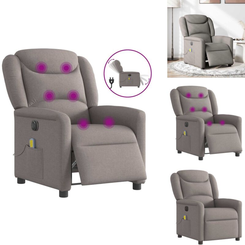 Massagesessel Elektrisch Taupe Stoff - Elektrischer Massagesessel - Elektrische Massagesessel - Massagestuhl - Massagesessel
