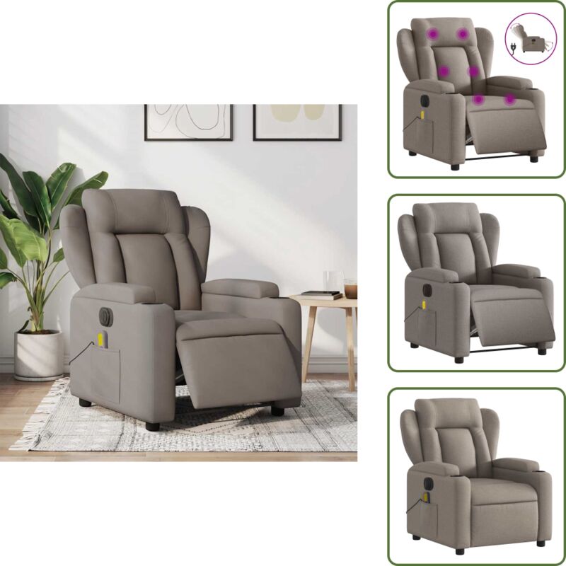 Massagesessel Elektrisch Taupe Stoff - Massage Stuhl - Elektrischer Massagesessel - Entspannungsstuhl - Fernsehsessel - Relaxsessel