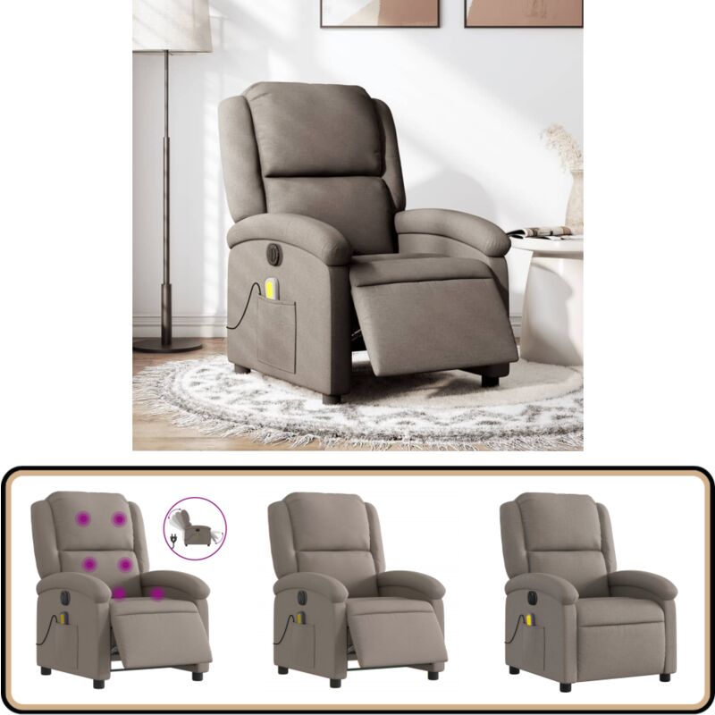 Massagesessel Elektrisch Taupe Stoff - Relaxsessel - Massagesessel - Elektrisches Sofa - Fernsehsessel - Lounge Chair