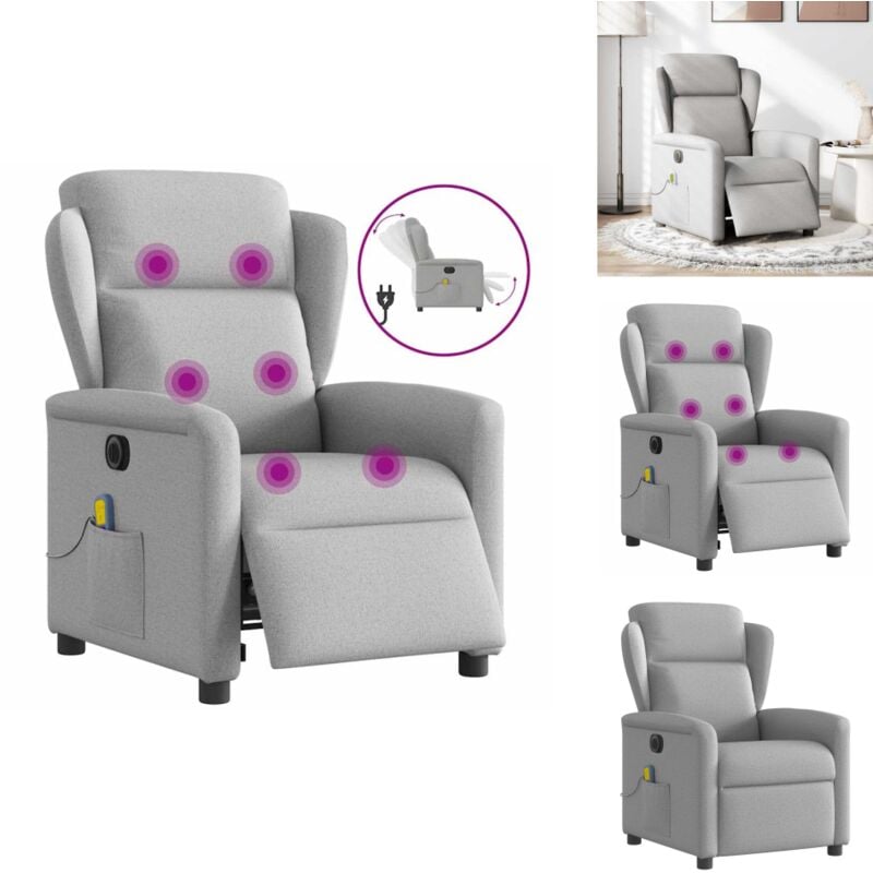 Massagesessel Elektrisch Wolkengrau Stoff - Elektrischer Massagesessel - Elektrische Massagesessel - Massagestuhl - Massagesessel