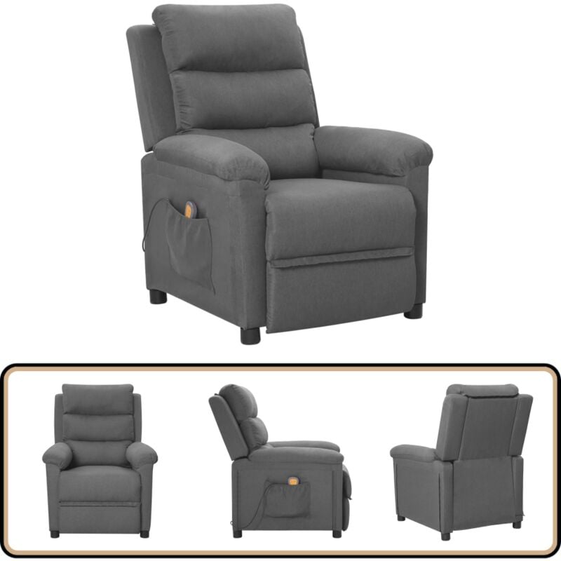 Massagesessel Hellgrau Stoff - Massage Stuhl - Relaxsessel - Entspannungsstuhl - Massagesessel Hellgrau - Elektrischer Massagestuhl