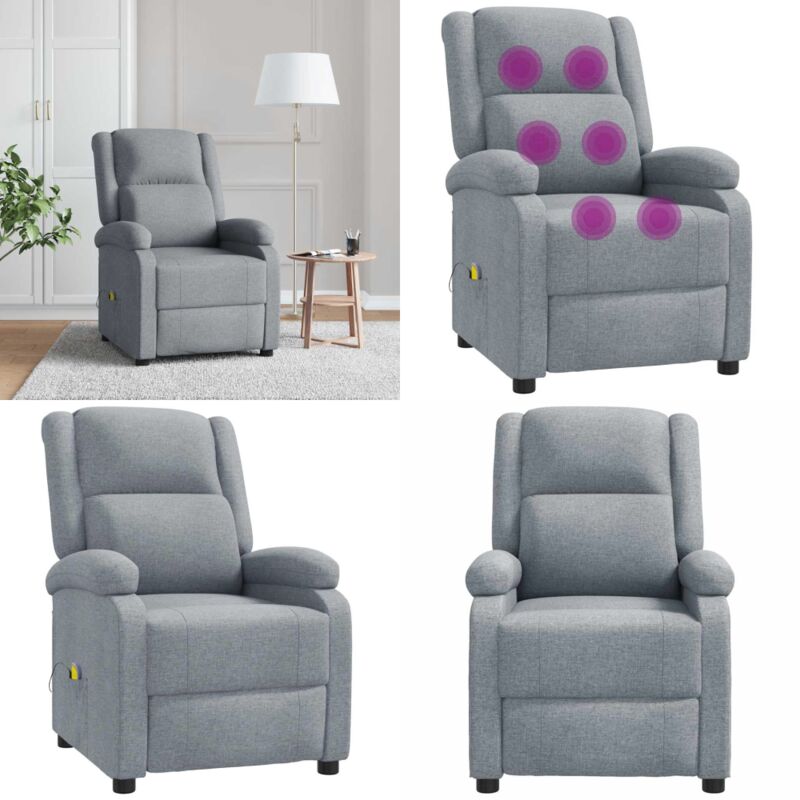 Massagesessel Hellgrau Stoff - Massage Stuhl - Relaxsessel - Massagesessel - Fernsehsessel - Bequeme Lounge Chair - Home & Living