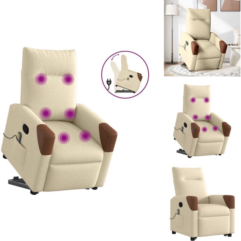 Massagesessel mit Aufstehhilfe Creme Stoff - Massagesessel Mit Aufstehhilfe - Massagesessel - Relaxsessel - Sessel