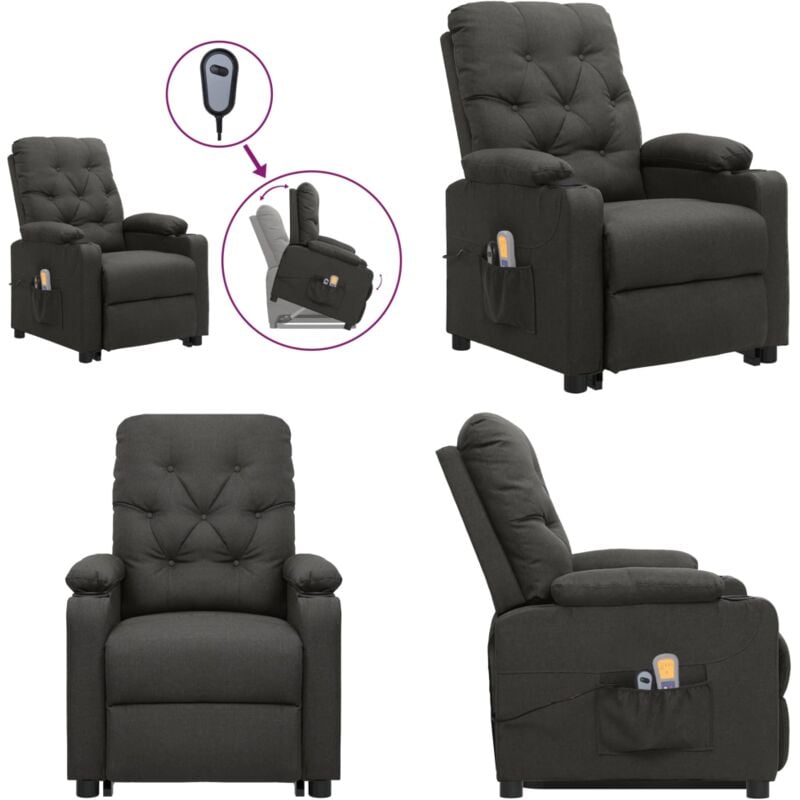 Massagesessel mit Aufstehhilfe Dunkelgrau Stoff - Massagesessel mit Aufstehhilfe - Massagesessel - Home & Living - Grau