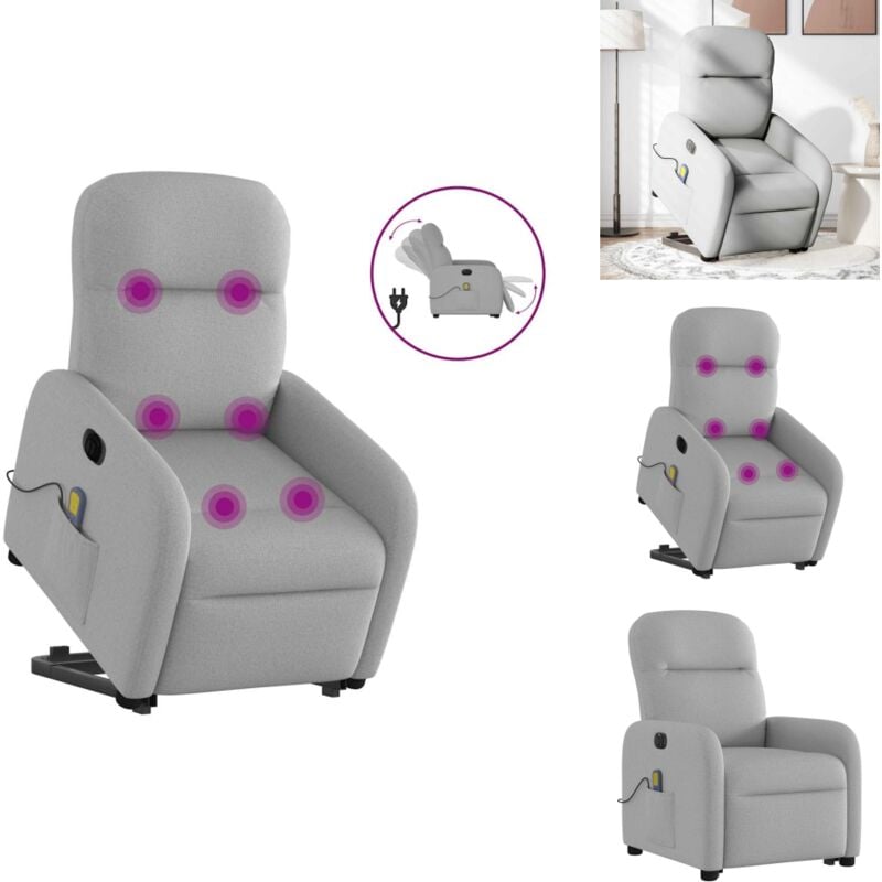 Massagesessel mit Aufstehhilfe Elektrisch Wolkengrau Stoff - Massagesessel Mit Aufstehhilfe - Massagesessel - Relaxsessel - Sessel