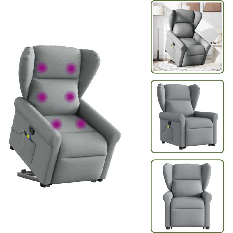 Massagesessel mit Aufstehhilfe Hellgrau Stoff - Massagesessel Mit Aufstehhilfe - Massagesessel - Relaxsessel - Sessel