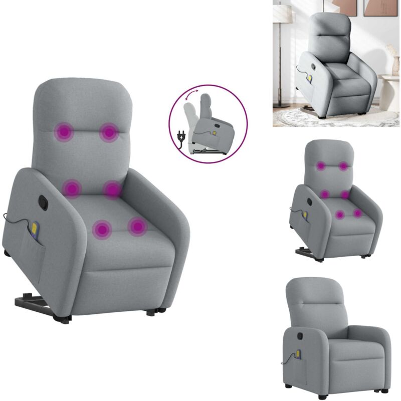 Massagesessel mit Aufstehhilfe Hellgrau Stoff - Massagesessel Mit Aufstehhilfe - Massagesessel - Relaxsessel - Sessel