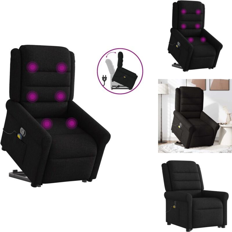 Massagesessel mit Aufstehhilfe Schwarz Stoff - Massagesessel Mit Aufstehhilfe - Massagesessel - Relaxsessel - Sessel