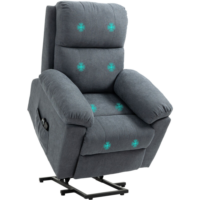 Homcom - Fernsehsessel mit Aufstehhilfe Elektrisch, Relaxsessel mit Liegefunktion, Massagesessel mit Fernbedienung, Seitentasche und Fußteil,