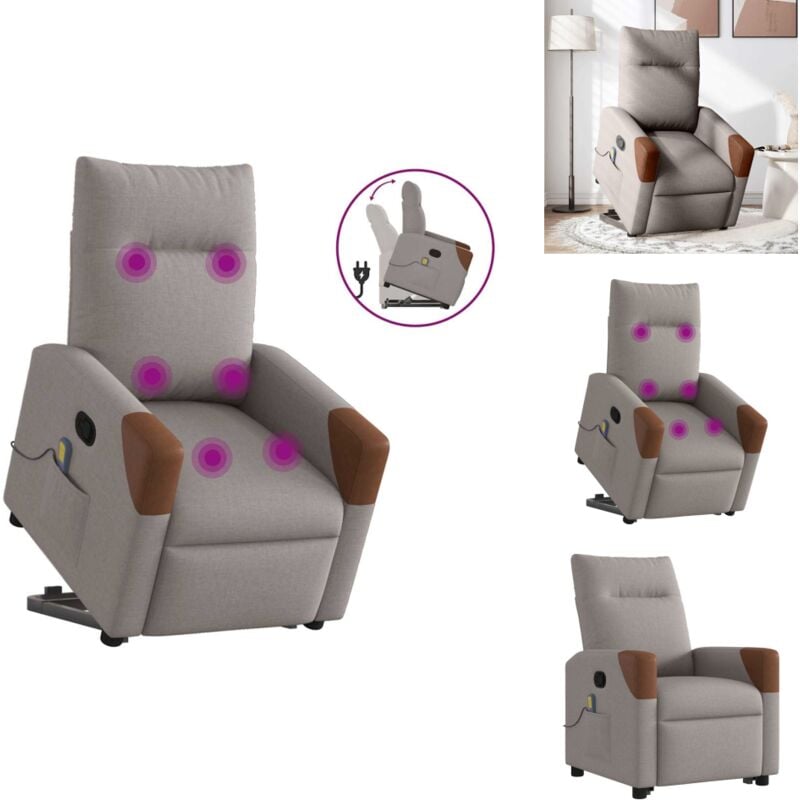 Massagesessel mit Aufstehhilfe Taupe Stoff - Massagesessel Mit Aufstehhilfe - Massagesessel - Relaxsessel - Sessel