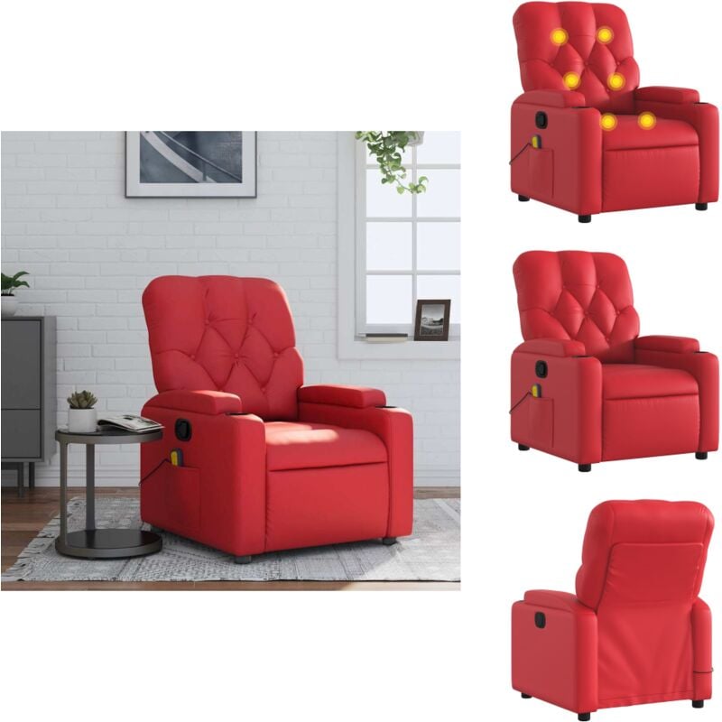 Massagesessel Rot Kunstleder - Massagesessel - Massage Sessel - Massage TV-Sessel - Massage Fernsehsessel