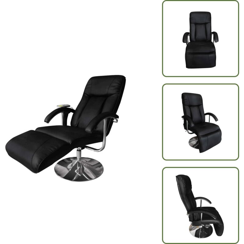 Massagesessel Schwarz Kunstleder - Massage Stuhl - Entspannungsstuhl - Wellnessstuhl - Elektrischer Massagesessel - Massagesessel Schwarz