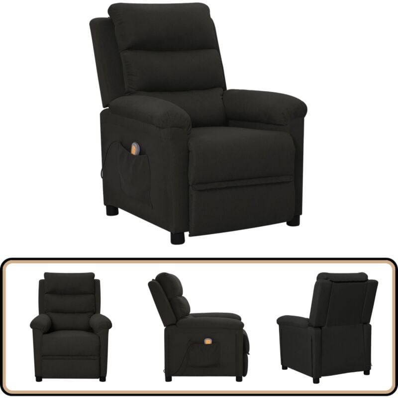 Massagesessel Schwarz Stoff - Massage Stuhl - Relaxsessel - Massagesessel - Fernsehsessel - Ergonomischer Stuhl