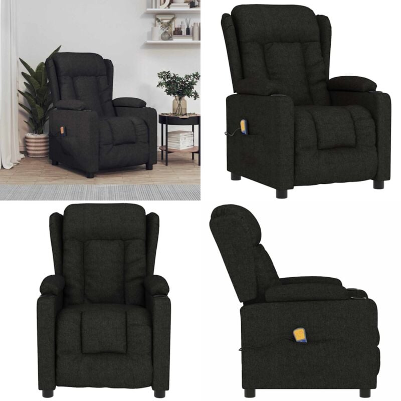 Massagesessel Schwarz Stoff - Massage Stuhl - Relaxsessel - Massagesessel Schwarz - Elektrischer Massagesessel - Ergonomischer Sessel - Home & Living