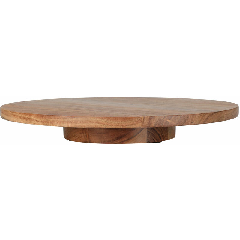 Akazienholz Drehteller natur - 37 cm - Massive Holz Servierplatte drehbar - Deko Holzteller Servierbrett Gewürzrondell Kuchenplatte