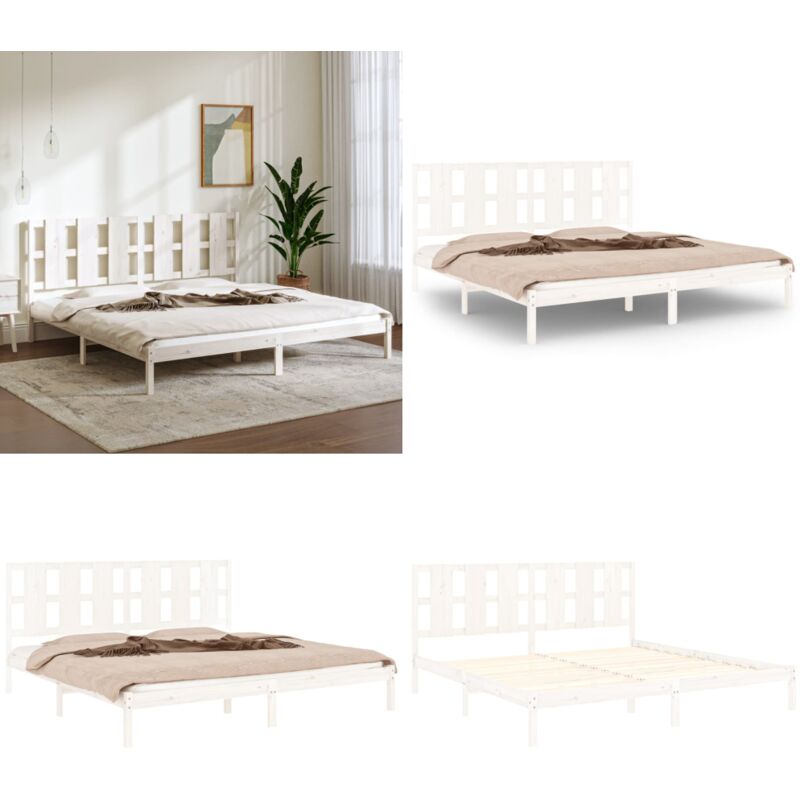 Vidaxl - Massivholzbett ohne Matratze Weiß 200x200 cm Kiefernholz - Holzbett - Doppelbett - Kiefernholzbett - Weißes Bett - Modernes Bett - Home &