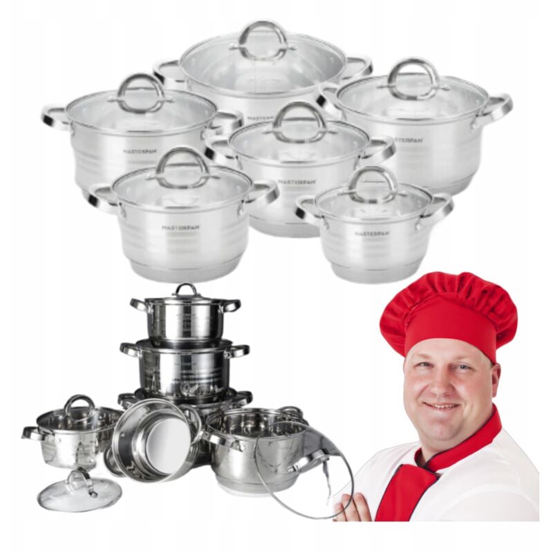 Masterpan Induktion Edelstahl Topfset 12-teilig mit Deckel