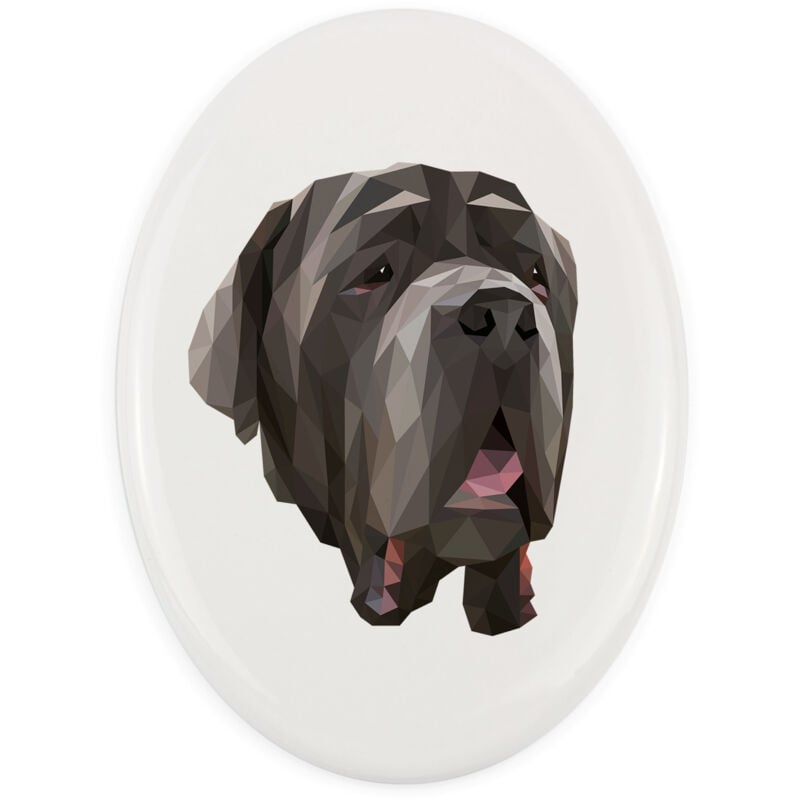 Mastino Napoletano, Mastino Napoletano, Mastino Napoletano - ein Teller mit Foto und geometrischer Aufschrift von Art-Dog