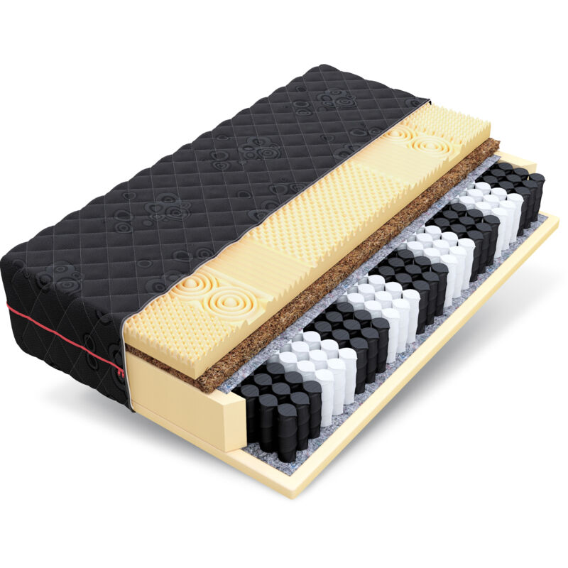 FDM - Matratze 100x200 Taschenfederkern dark 7 Zonen H3 Kokos HR-Schaum Massage 24 cm