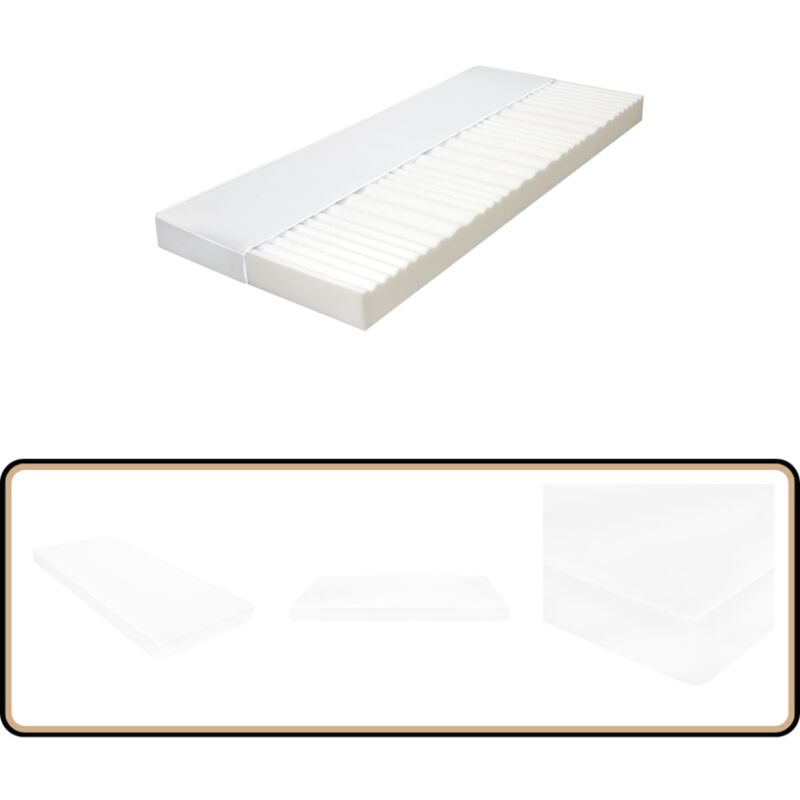 Matratze 120 x 200 cm 7 Zonen pu Schaum 10 cm H2 H3 - Matratze - Gästebett - 7-Zonen-Matratze - PU-Schaum - Weisse Matratze
