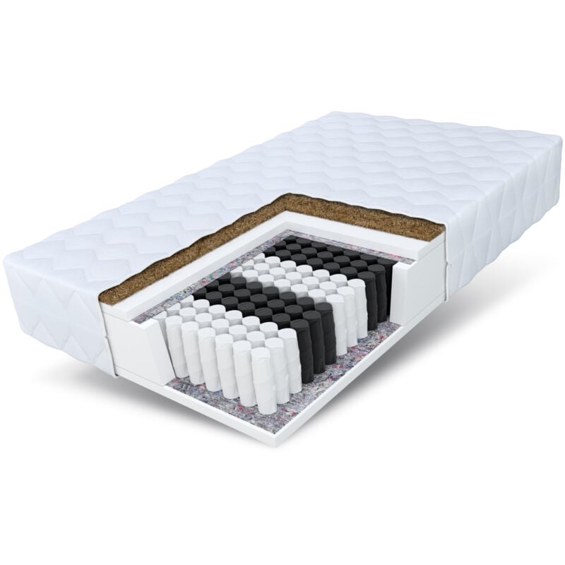 FDM - Matratze 140x200 cm Taschenfederkern H3 und H4 24 cm natural max 7 Zonen Kokos