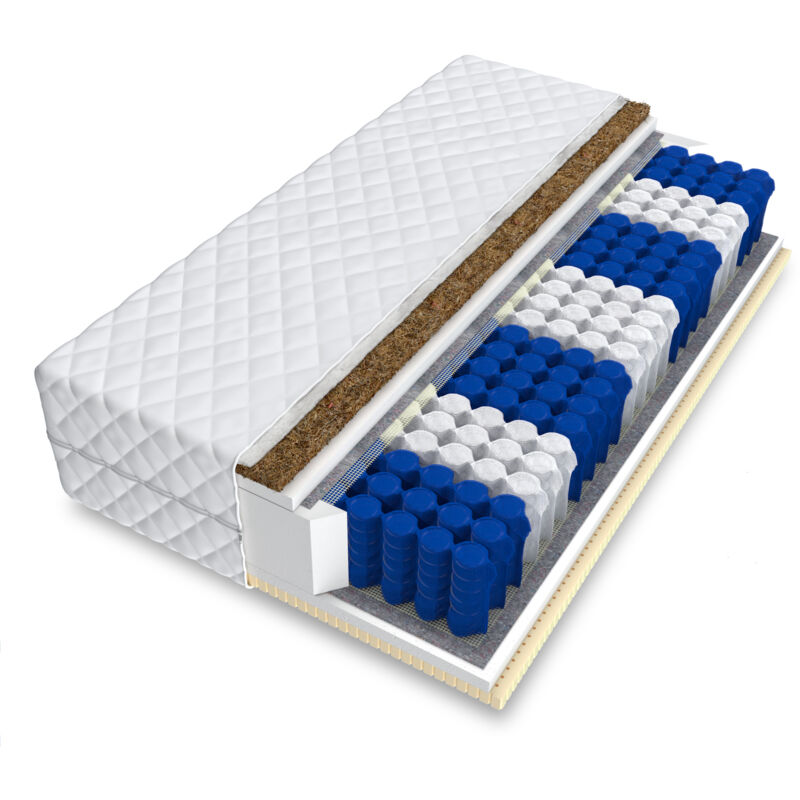 FDM - Matratze 140x200 latex kokos Taschenfederkern H3 H4 9 zonen syrius Premium 19cm