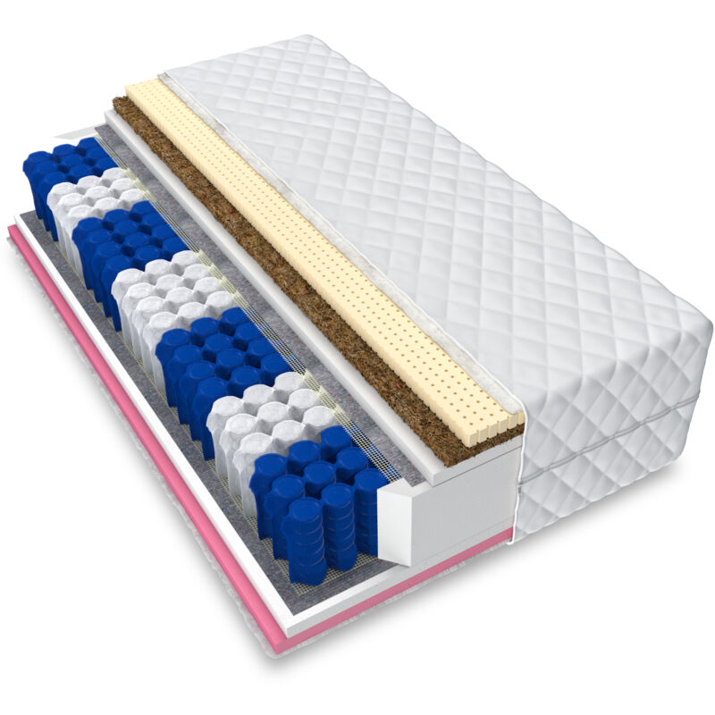 FDM - Matratze 140x200 latex visco Memory Kokos live Taschenfederkern 7 Zonen H3 21cm
