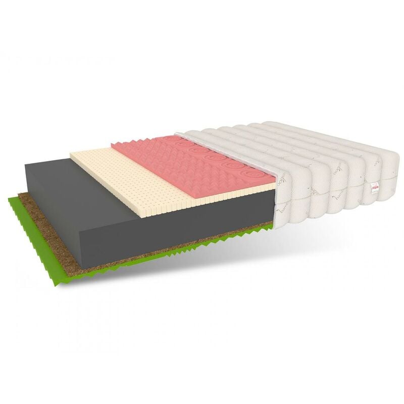 FDM - Matratze 180x200 Kaltschaummatratze 7 Zonen relax H3 H4 22 cm Latex Visco Kokos hr Schaum bamboo