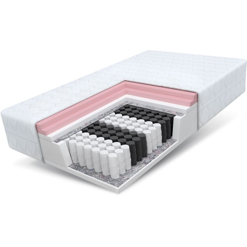 FDM - Matratze 180x200 memory duo Visco 27cm 7 Zonen Komfort Taschenfederkern H2 H3