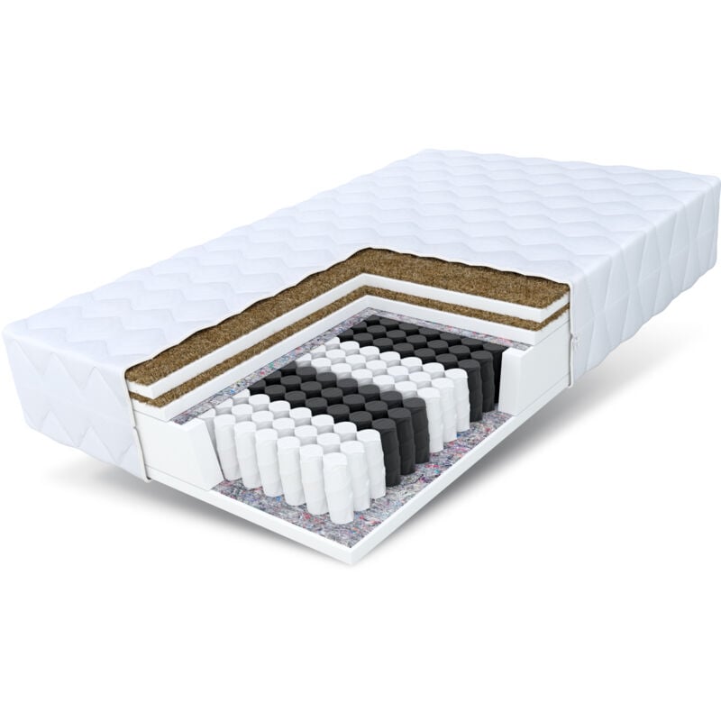 FDM - Matratze 180x200 Taschenfederkern 7 Zonen Kokos home double 21 cm Premium H3 H5