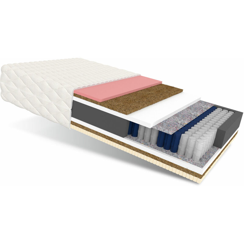 Matratze 80x200 Taschenfederkern NARNI7 Zonen H4 23 cm Kokos Visco Latex hr Schaum Polyurethanschaum jersey