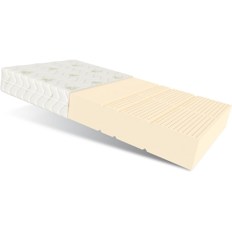 FDM - Matratze 90x200 cm alcamo Latexmatratze 7 Zonen Latex H2 19 cm aloe vera