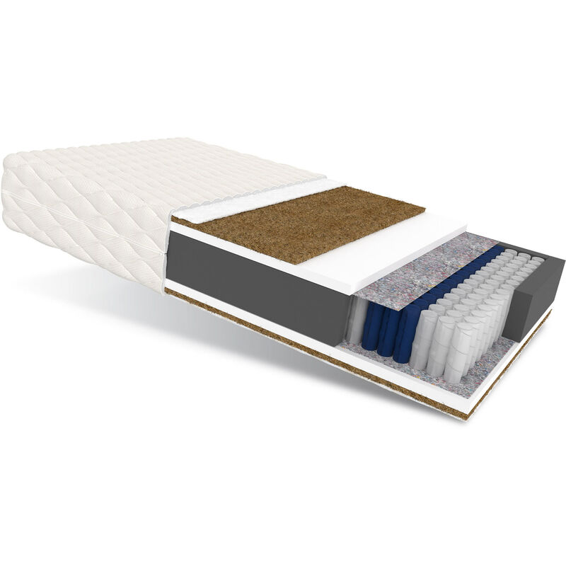 Matratze 80x200 Taschenfederkern merano 7 Zonen H4 19 cm Kokos hr Schaum Klimafaser Polyurethanschaum jersey