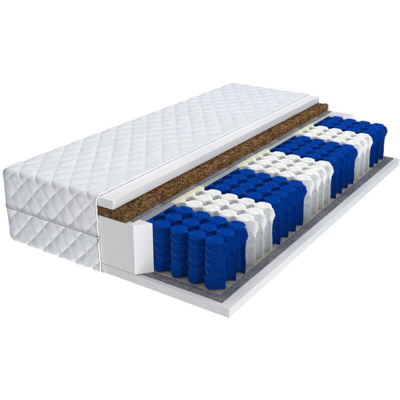 FDM - Matratze 90x200 vida 7 Zonen H3 Kokos Premium Taschenfederkern Federkern 17cm