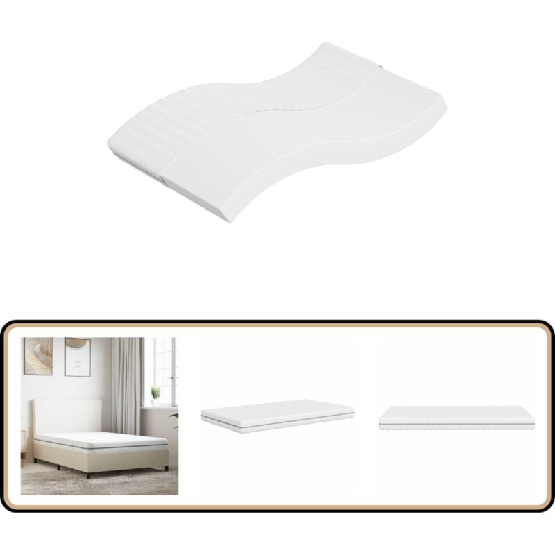 Matratze Schaumstoff Mittelweich 120x200 cm - Matratze - Schaumstoffmatratze - Federfreie Matratze - Doppelbettmatratze - Weiße Matratze