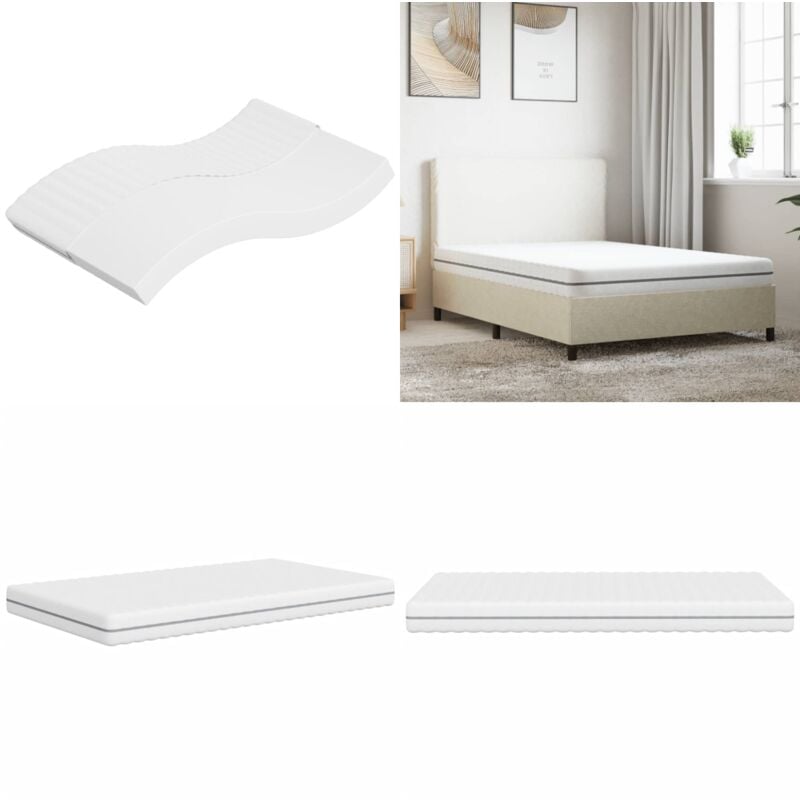 Matratze Schaumstoff Mittelweich 120x200 cm - Matratze - Schaumstoffmatratze - Federfreie Matratze - Doppelbettmatratze - Weiße Matratze - Home &