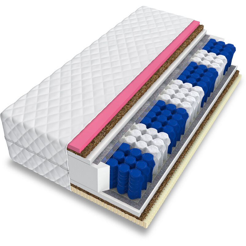 FDM - Matratze Taschenfederkern 90x200 7 Zonen Latex Kokos Visco H3 H4 dolce max 28cm