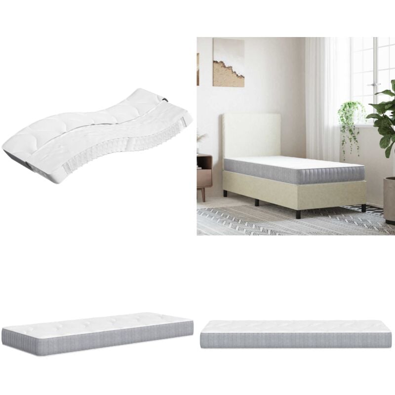 Matratze Taschenfederkern Mittel 70x200 cm - Taschenfederkernmatratze - Matratze 70x200 - Mittelhart - Matratze Weiß - Matratze Hellgrau - Home &