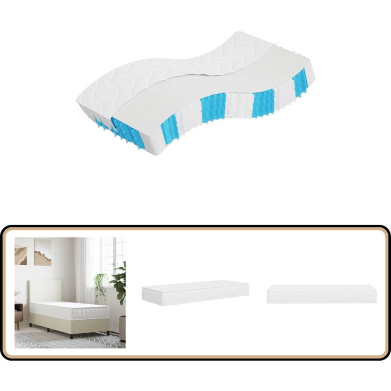 Matratze Taschenfederkern Mittelfest 70x200 cm - Taschenfederkernmatratze - Matratze - Doppelbettmatratze - Mittelfeste Matratze - Weiße Matratze