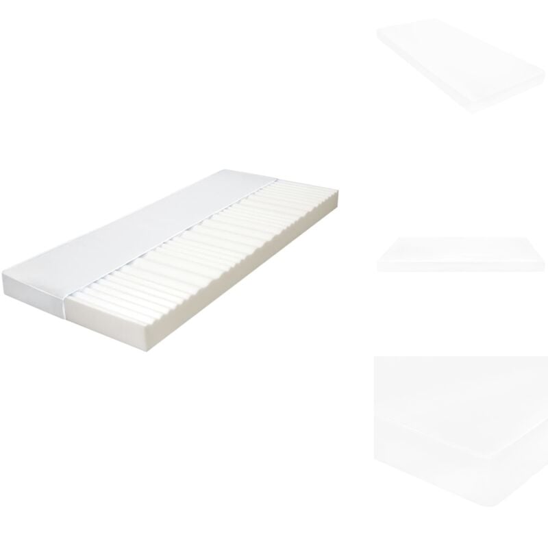 Matratze 90 x 200 cm 7 Zonen pu Schaum 10 cm H2 H3 - Gastmatratze - 7-Zonen-Matratze - PU-Schaum Matratze - Matratze Weiß - Matratze 90x200