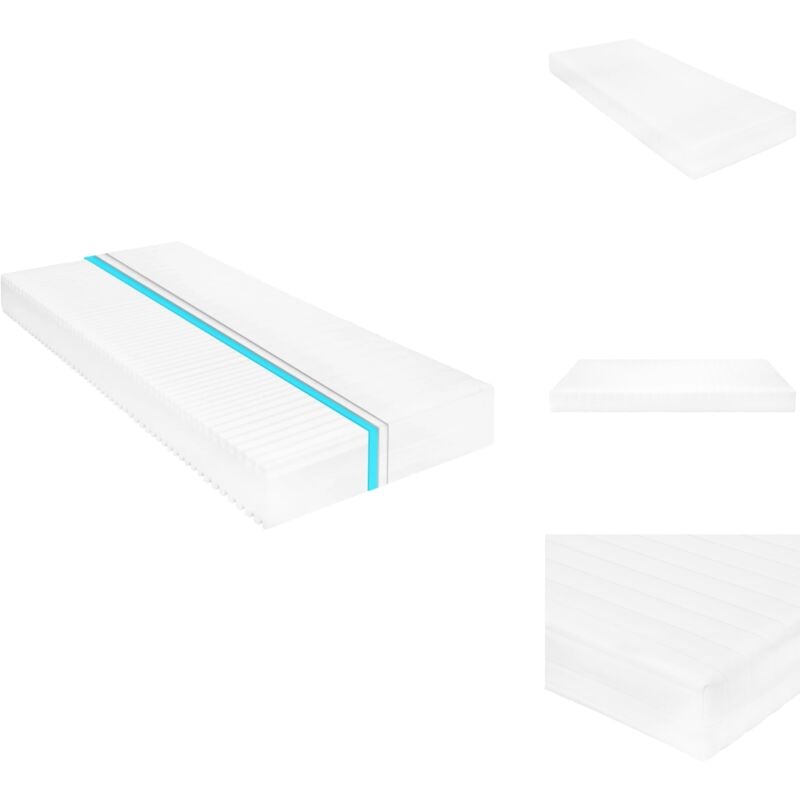 Matratze 90 x 200 cm 7 Zonen pu Schaum 16 cm H2 H3 - Weiche Matratze - 7-Zonen-Matratze - Druckentlastung - Ergonomische Matratze - Matratze Für